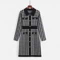 Vestido Tubinho Feminino em Preto e Branco Pied-de-Poule Preto