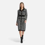 Vestido Tubinho Feminino em Preto e Branco Pied-de-Poule