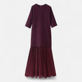 Vestido Vintage Plissado Feminino – Elegância de Outono com Mangas 3/4 Bordô