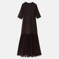 Vestido Vintage Plissado Feminino – Elegância de Outono com Mangas 3/4 Marrom