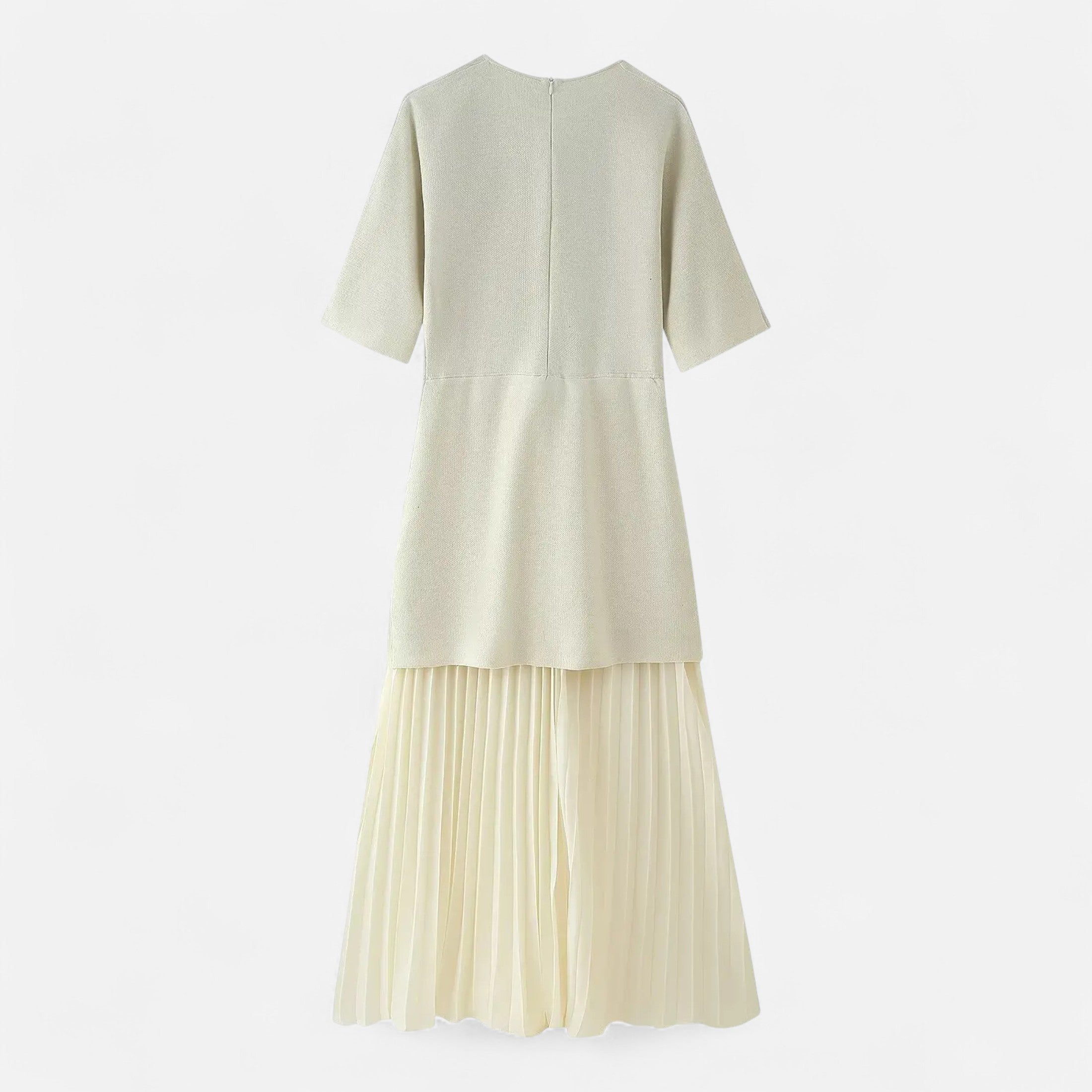 Vestido Vintage Plissado Feminino – Elegância de Outono com Mangas 3/4