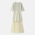Vestido Vintage Plissado Feminino – Elegância de Outono com Mangas 3/4