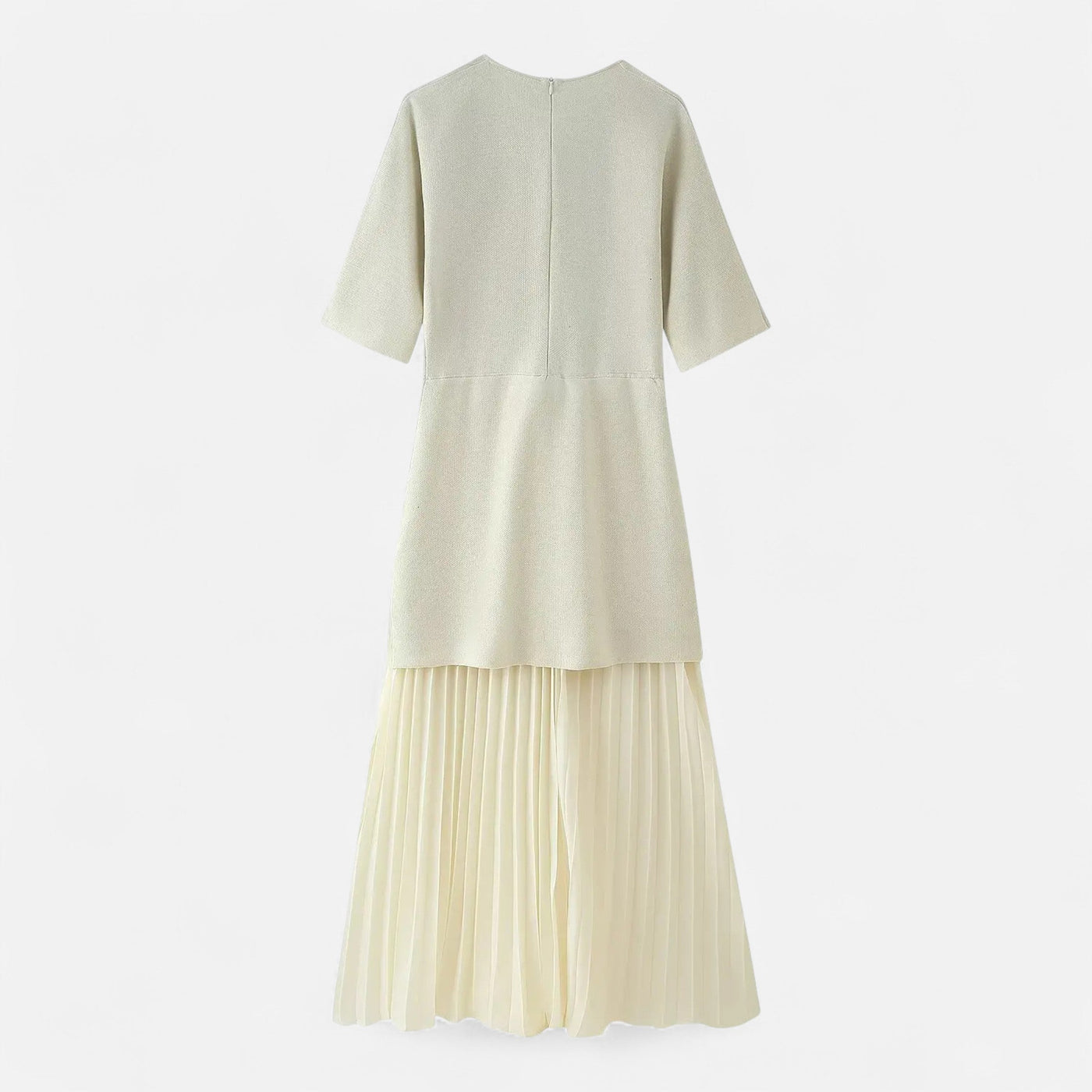 Vestido Vintage Plissado Feminino – Elegância de Outono com Mangas 3/4