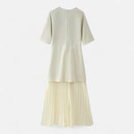 Vestido Vintage Plissado Feminino – Elegância de Outono com Mangas 3/4