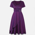 Vestido de Festa Assimétrico com Decote em V e Strass para Mulheres Roxo