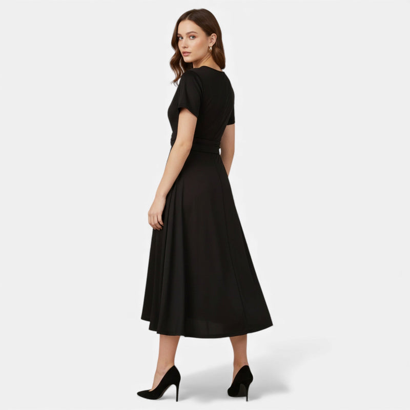 Vestido de Festa Assimétrico com Decote em V e Strass para Mulheres