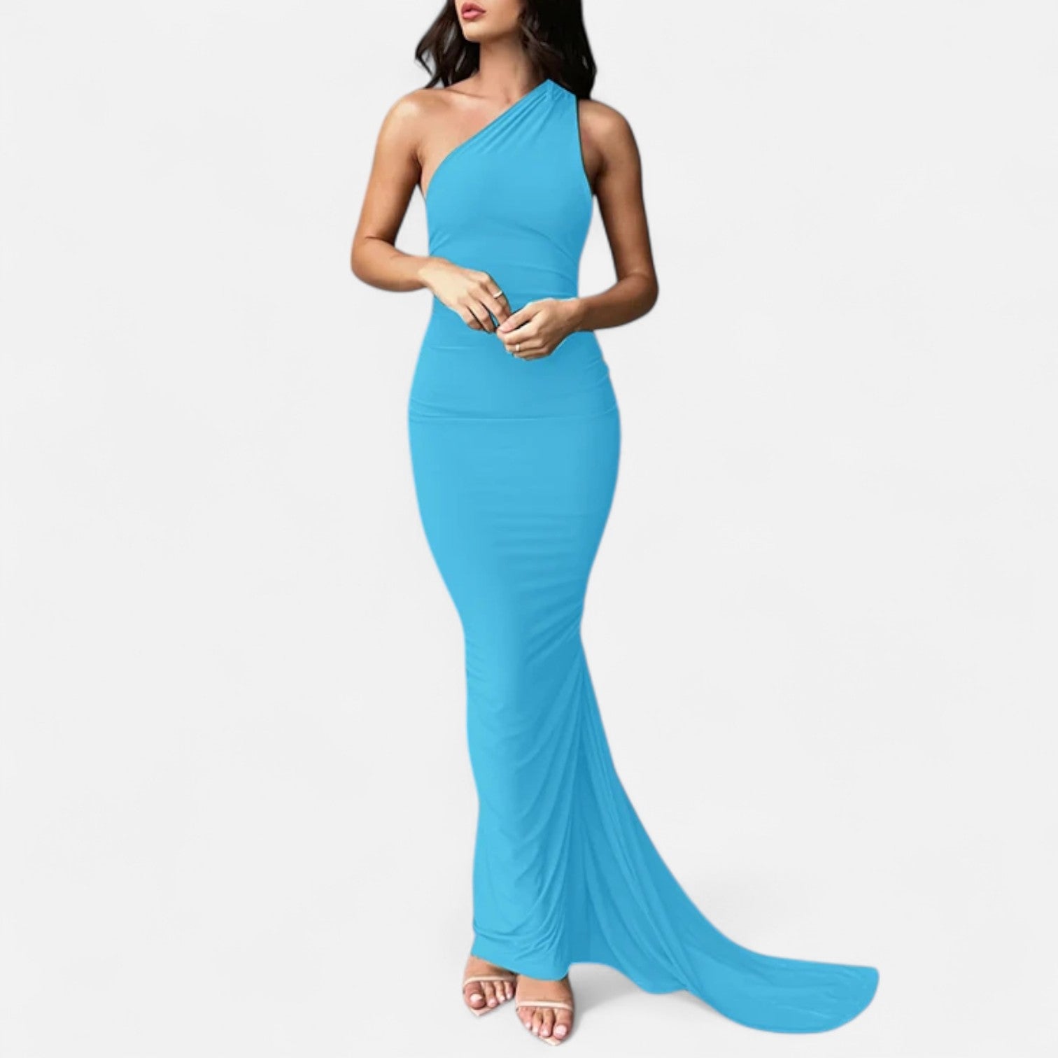 Vestido de Festa com Decote Costas Nuas e Laço - Elegância e Sofisticação Azul
