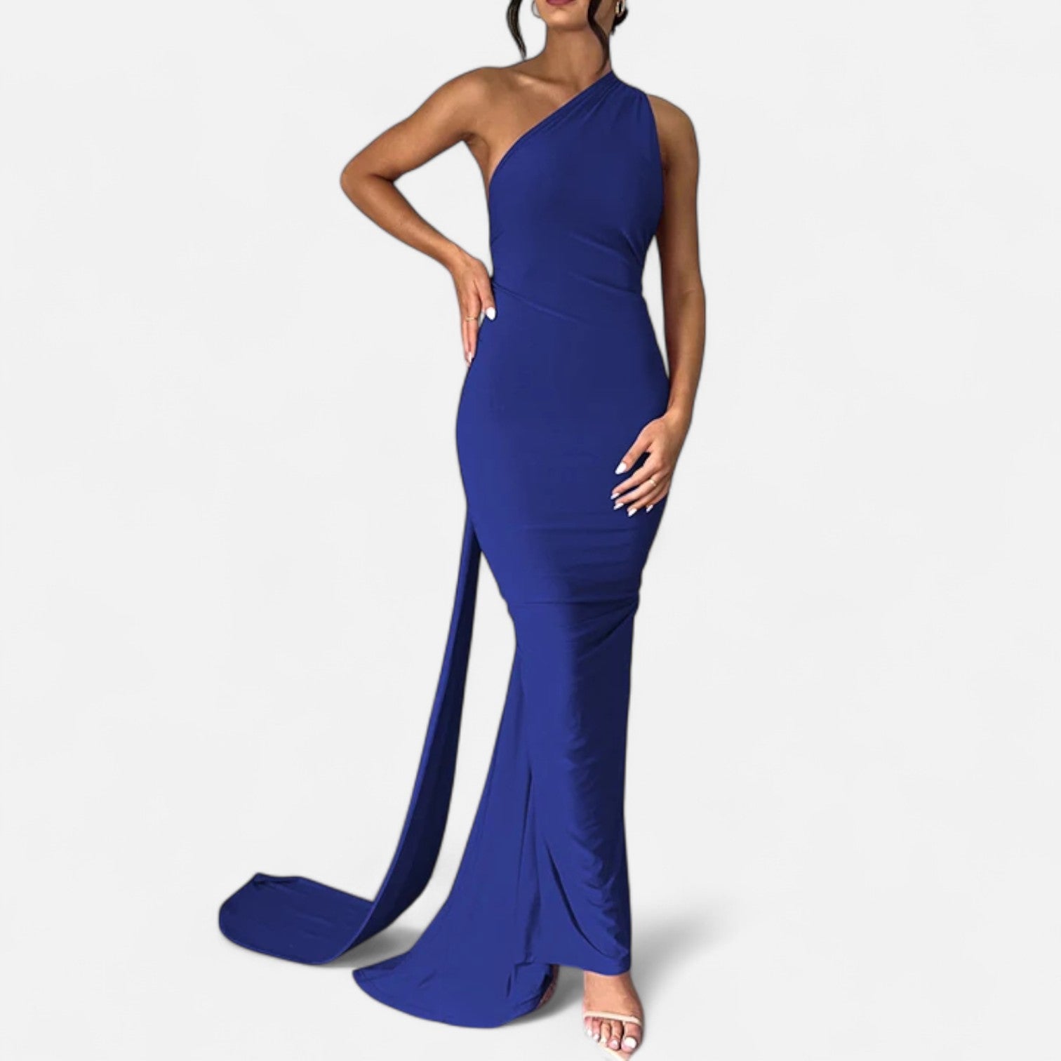Vestido de Festa com Decote Costas Nuas e Laço - Elegância e Sofisticação Marinho