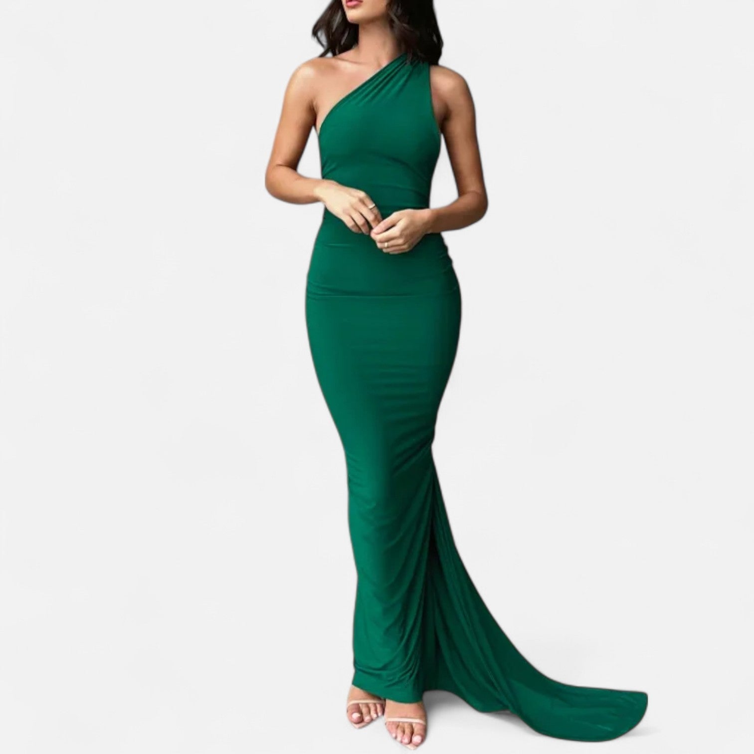 Vestido de Festa com Decote Costas Nuas e Laço - Elegância e Sofisticação Verde