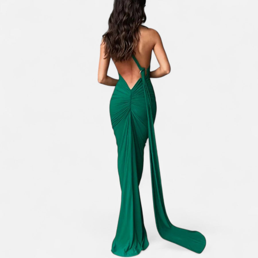 Vestido de Festa com Decote Costas Nuas e Laço - Elegância e Sofisticação