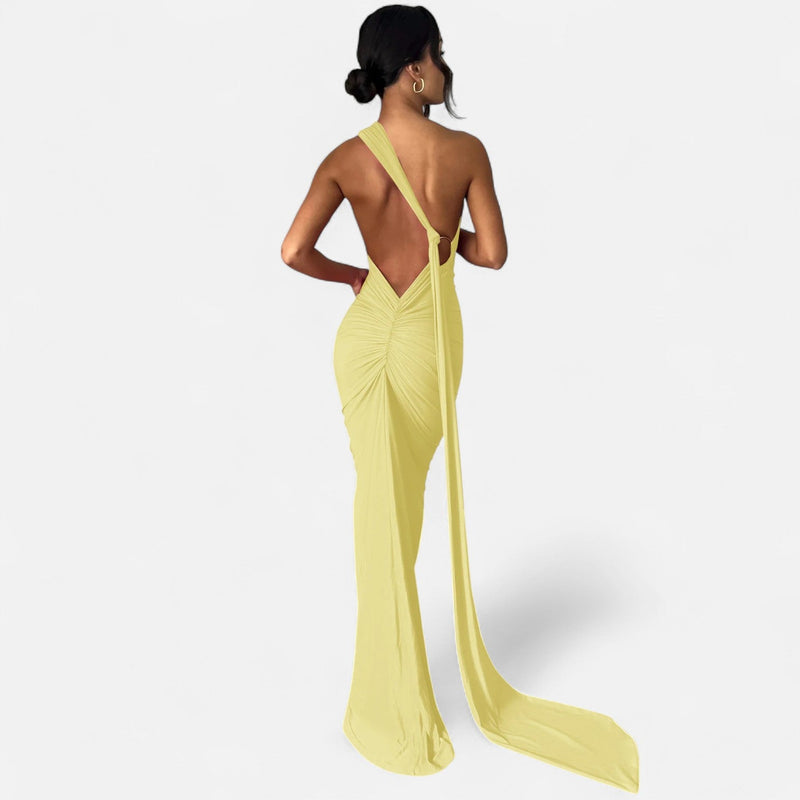 Vestido de Festa com Decote Costas Nuas e Laço - Elegância e Sofisticação