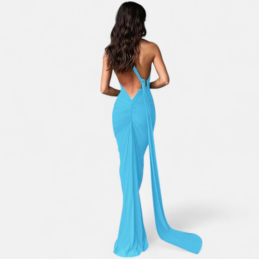 Vestido de Festa com Decote Costas Nuas e Laço - Elegância e Sofisticação