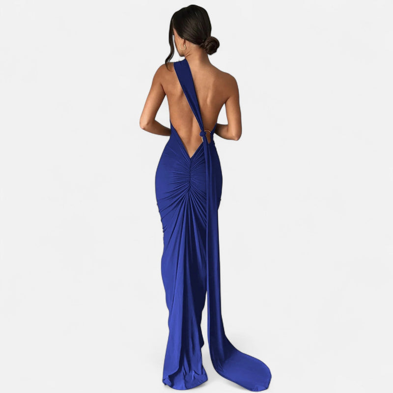 Vestido de Festa com Decote Costas Nuas e Laço - Elegância e Sofisticação