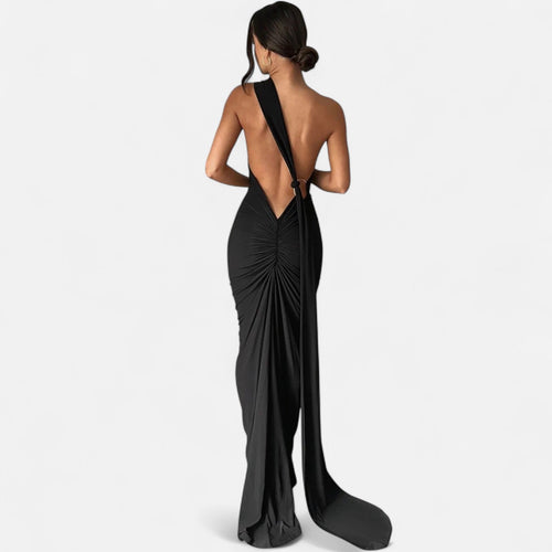 Vestido de Festa com Decote Costas Nuas e Laço - Elegância e Sofisticação