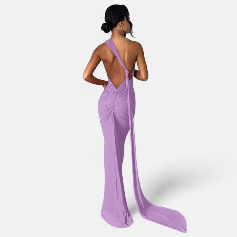 Vestido de Festa com Decote Costas Nuas e Laço - Elegância e Sofisticação