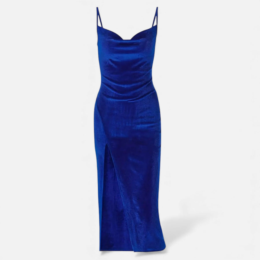 Vestido de Festa para Mulheres com Alças Finas Azul