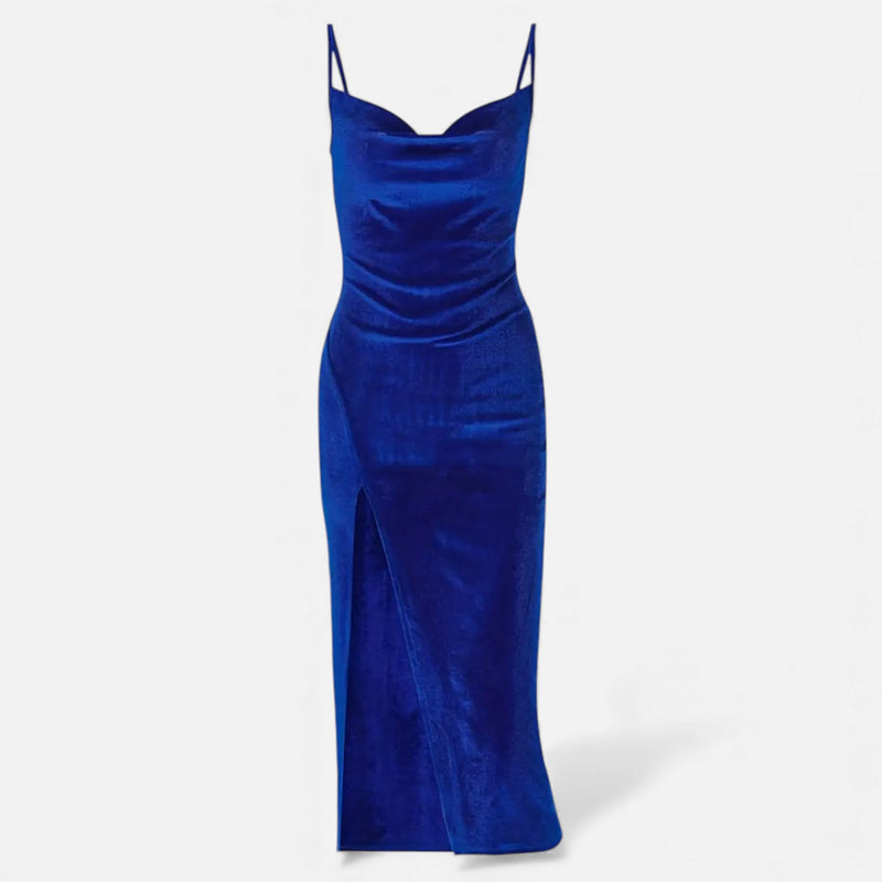 Vestido de Festa para Mulheres com Alças Finas Azul