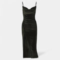 Vestido de Festa para Mulheres com Alças Finas Preto