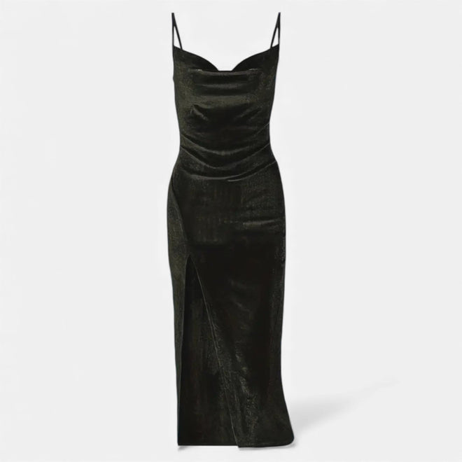 Vestido de Festa para Mulheres com Alças Finas Preto