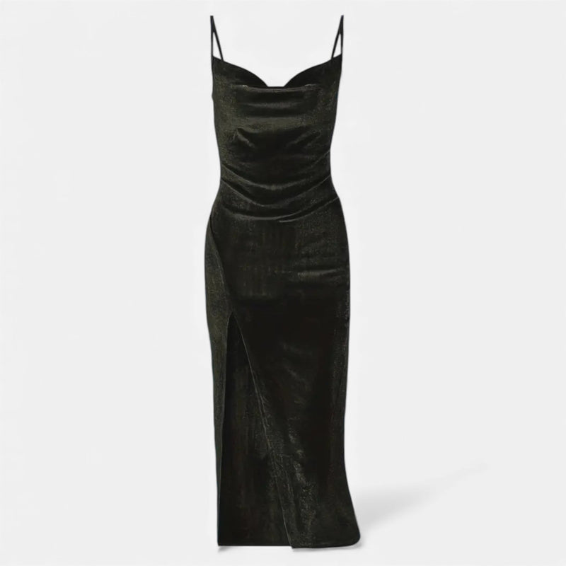 Vestido de Festa para Mulheres com Alças Finas Preto