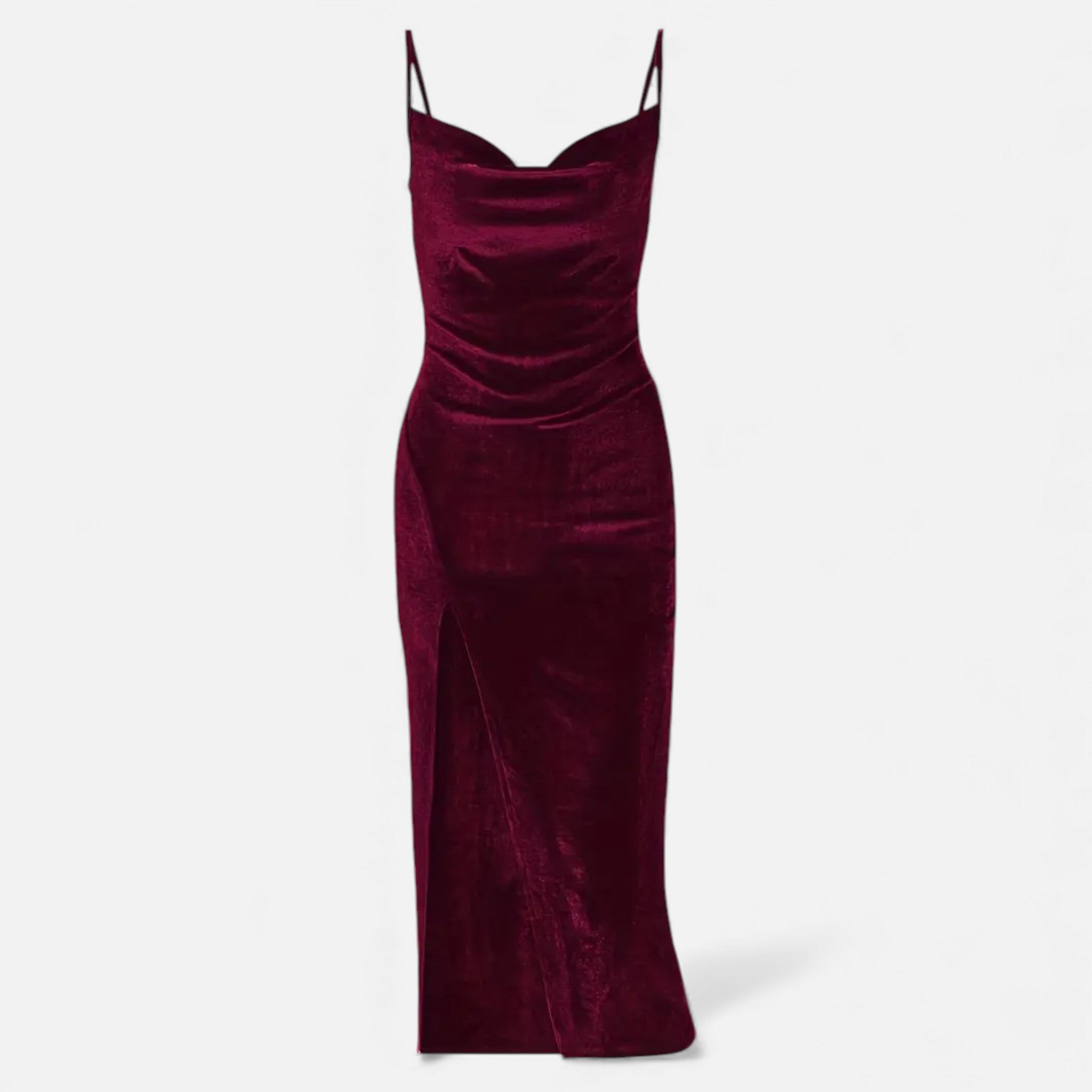 Vestido de Festa para Mulheres com Alças Finas Vermelho Vinho