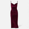 Vestido de Festa para Mulheres com Alças Finas Vermelho Vinho