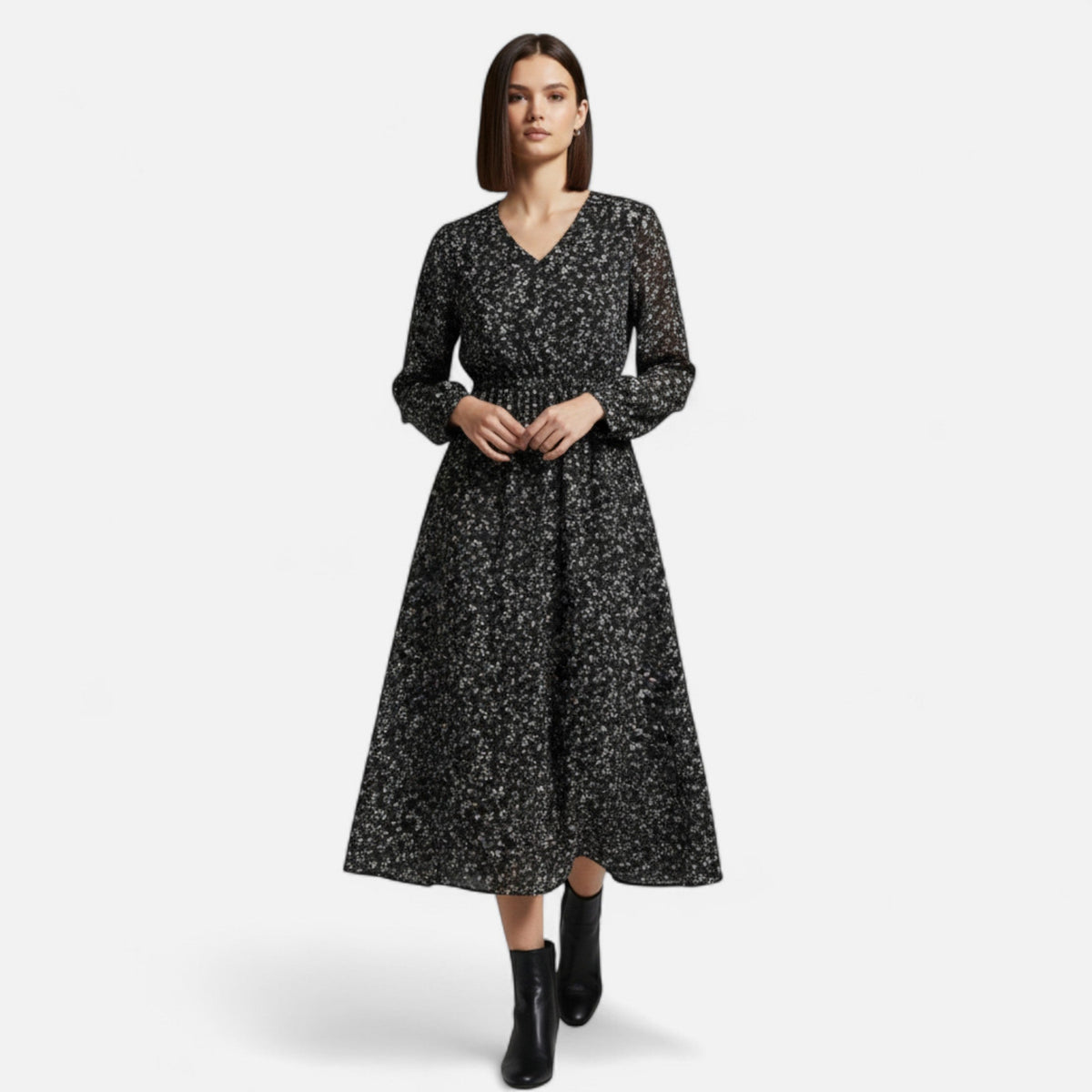 Vestido de Outono Feminino em Chiffon – Elegância e Estilo