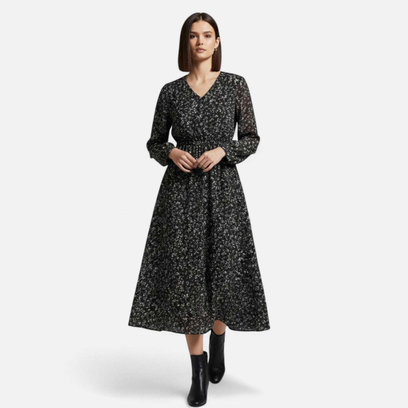 Vestido de Outono Feminino em Chiffon – Elegância e Estilo