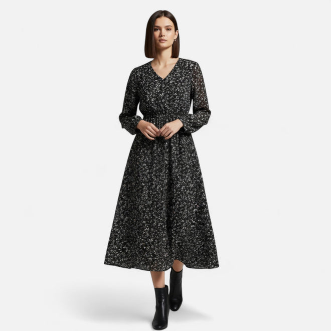 Vestido de Outono Feminino em Chiffon – Elegância e Estilo