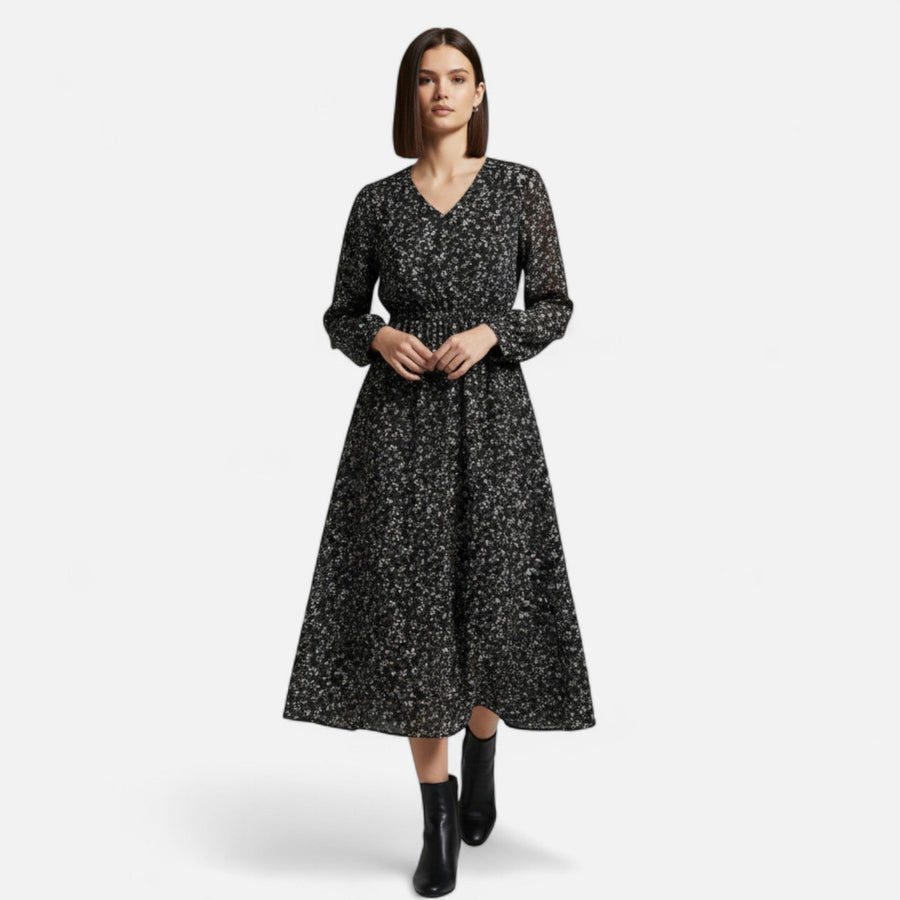 Vestido de Outono Feminino em Chiffon – Elegância e Estilo