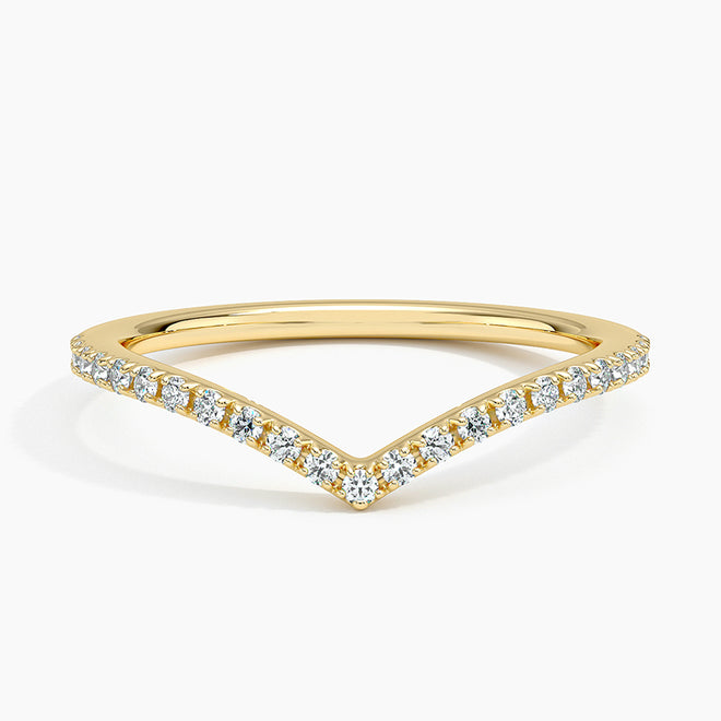 Anel Simple V - Cravejado Gold