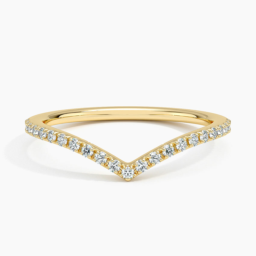 Anel Simple V - Cravejado Gold