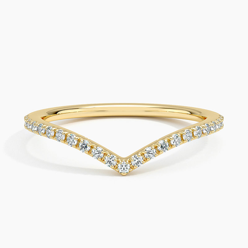 Anel Simple V - Cravejado Gold