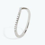 Anel Simple V - Cravejado Prata