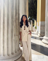 Calça feminina branca listrada | Faetton &Co.