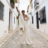 Calça feminina branca listrada | Faetton &Co.