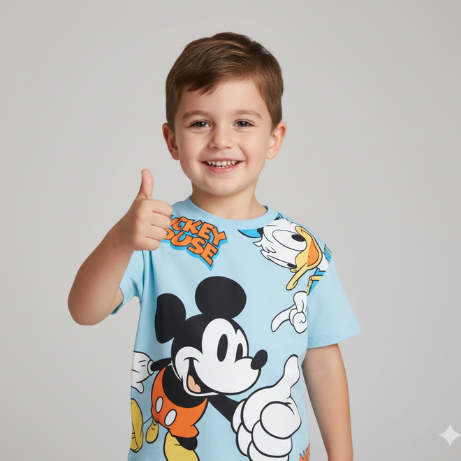 Camisa Masculina Infantil Mickey Tamanhos de 9 meses-7anos