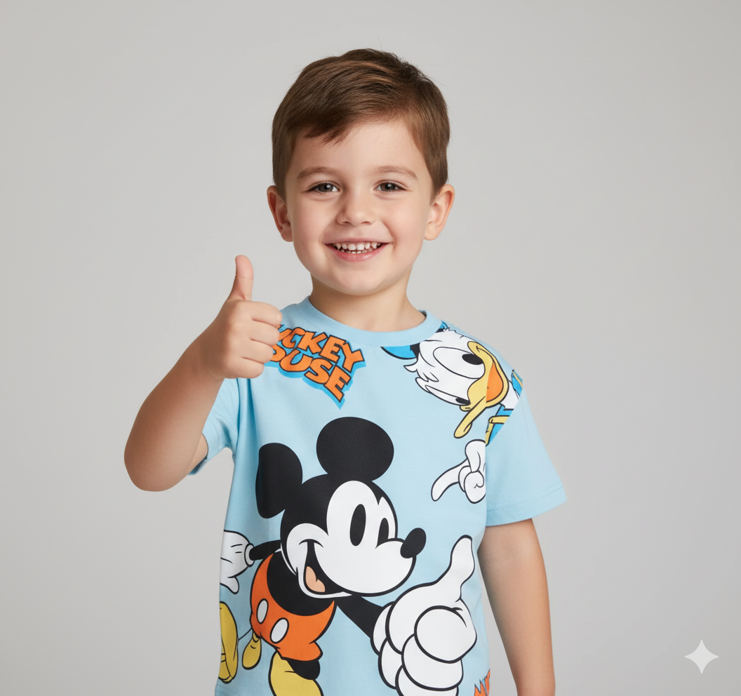 Camisa Masculina Infantil Mickey Tamanhos de 9 meses-7anos
