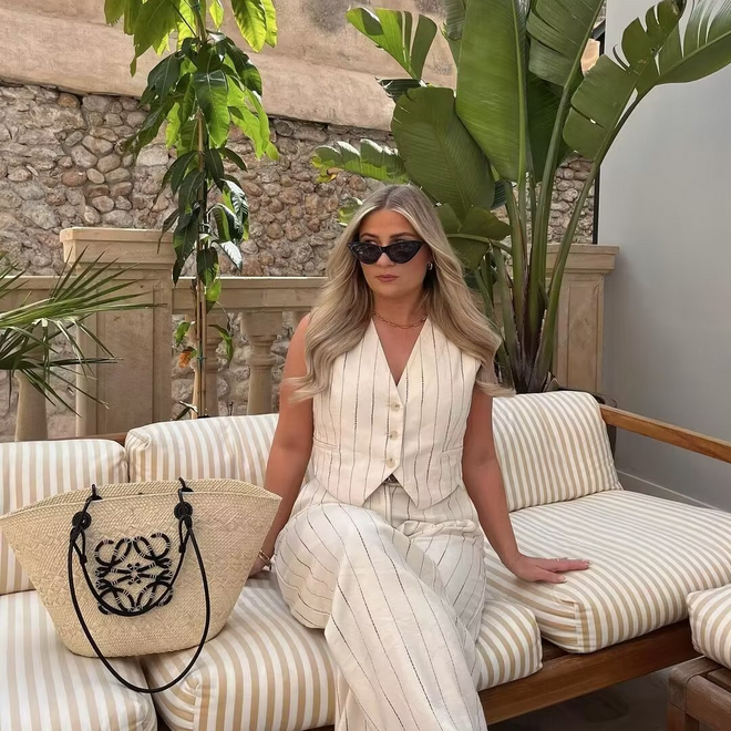 Colete Feminino Branco Listrado