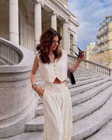 Colete Feminino Branco Listrado