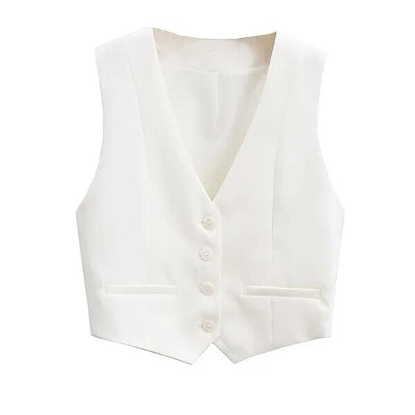 Colete feminino Branco com botões