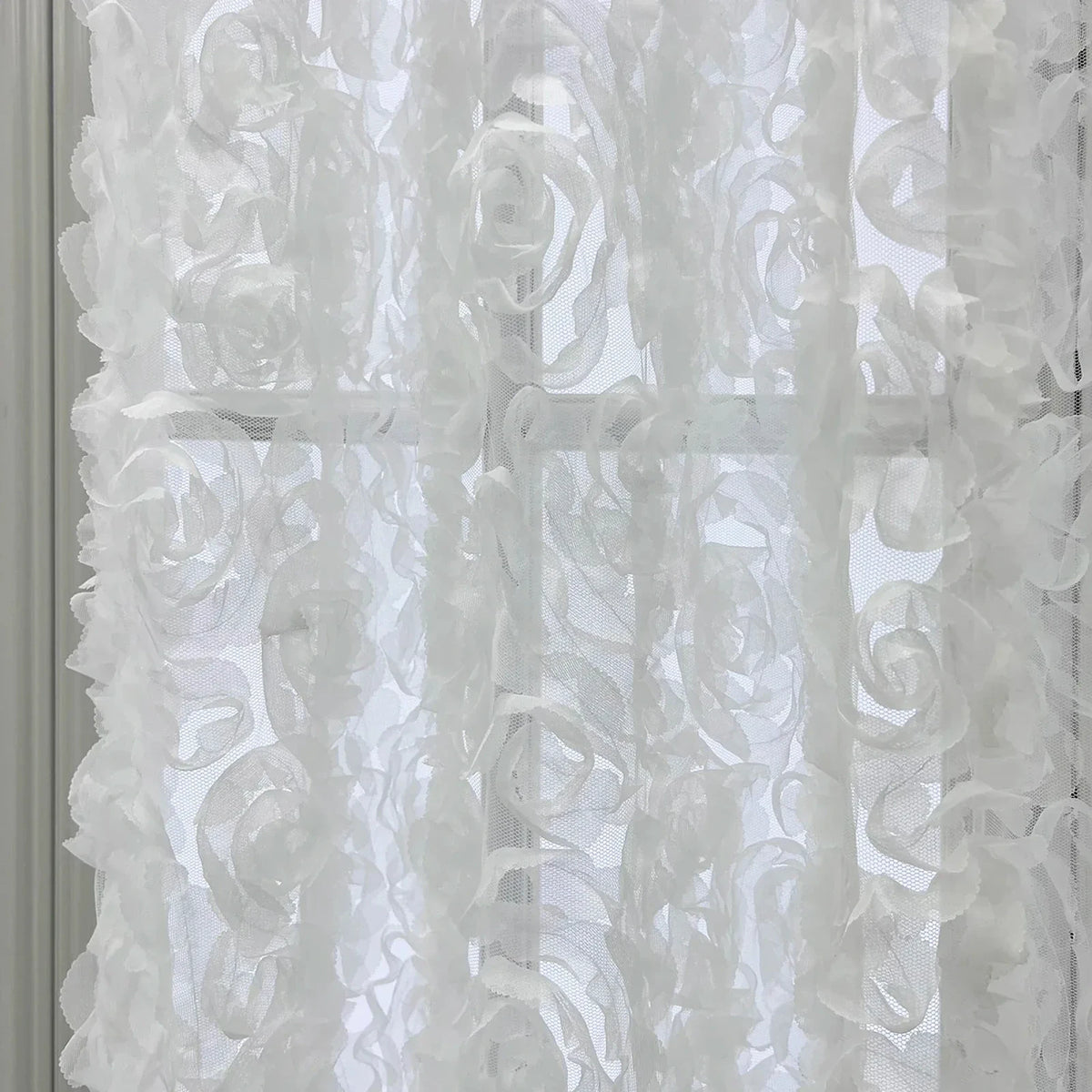 Cortina Decorativa Bordado Branco