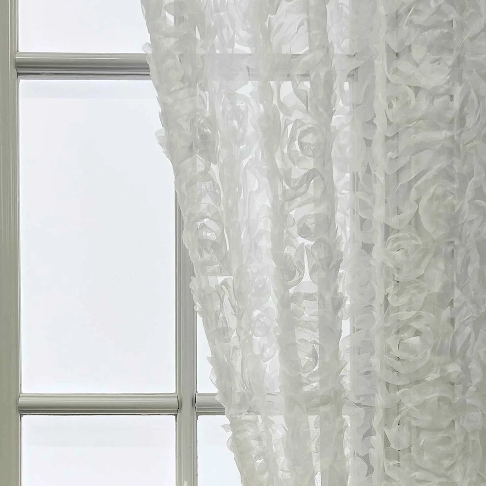 Cortina Decorativa Bordado Branco