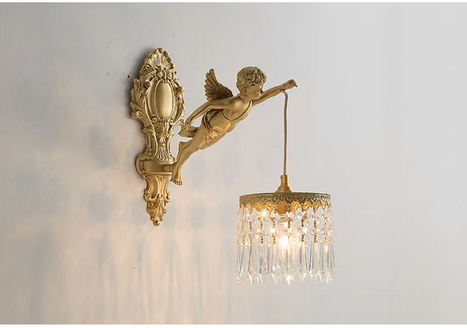 Luminária Francesa Angelical de Cristal e Bronze | Delamantina