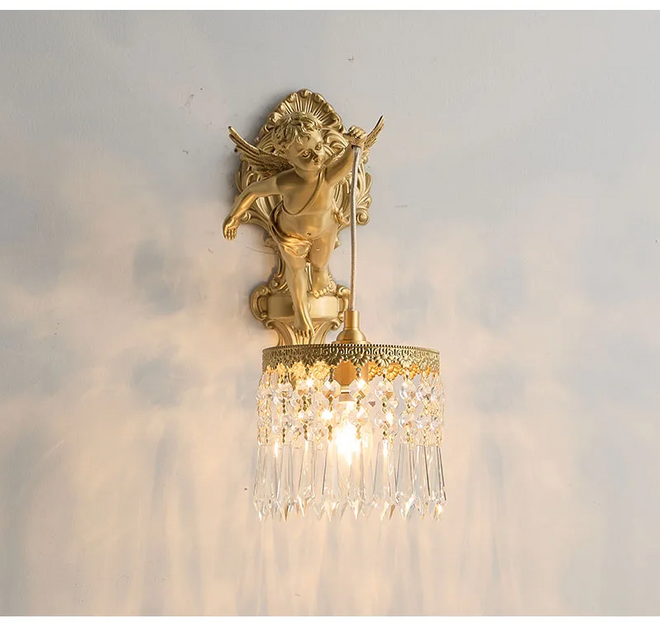 Luminária Francesa Angelical de Cristal e Bronze | Delamantina