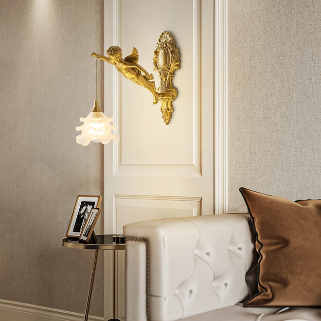 Luminária Francesa Angelical de Cristal e Bronze | Delamantina