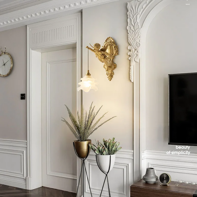 Luminária Francesa Angelical de Cristal e Bronze | Delamantina