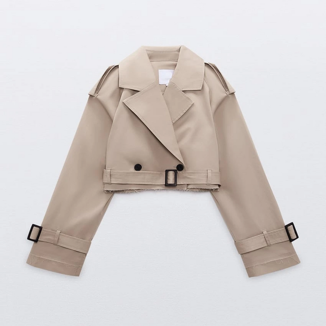 Jaqueta cropped khaki | Faetton &Co.