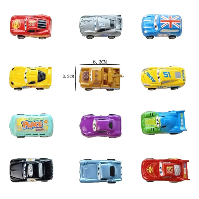 Kit 12 Carrinhos do Filme Carros McQueen