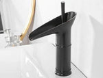 Torneira de Cascata em Latão Antigo - Misturador de Pia de Banheiro com Design de Alça Única